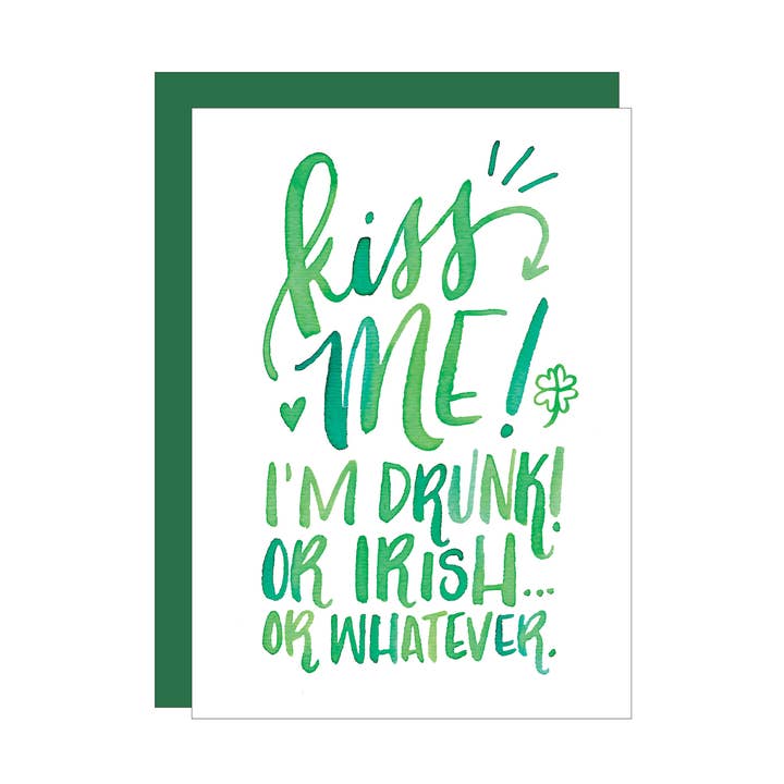 Kiss Me, I'm Drunk wenskaart voor wholesale door Katie Elizabeth Lettering