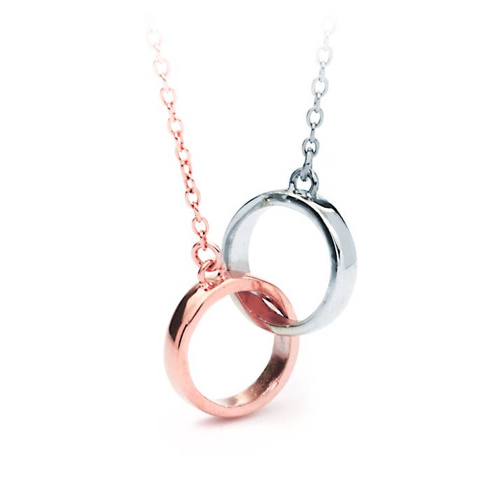 My Jewellery Story - Wholesale Pendant/charm necklace - Interlocking TWO TONE Plated Love Rose Gold