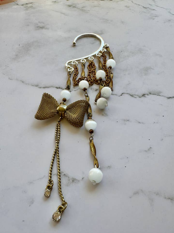 Brinco de Orelha em Metal Misto Vintage Reciclado, Corrente Boho por atacado de Jo Noelle