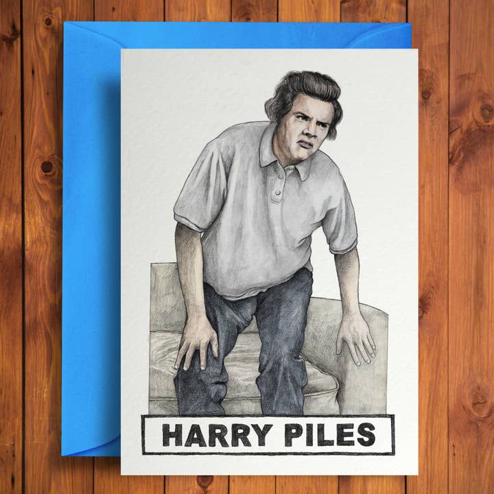 Harry Piles – Funny Cheeky Birthday Card for wholesale by Quite Good Cards