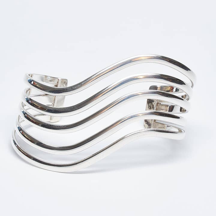 Pulseira O'Keeffe de Prata Esterlina com Cinco Faixas Onduladas por atacado de Renata Rubio 92.5