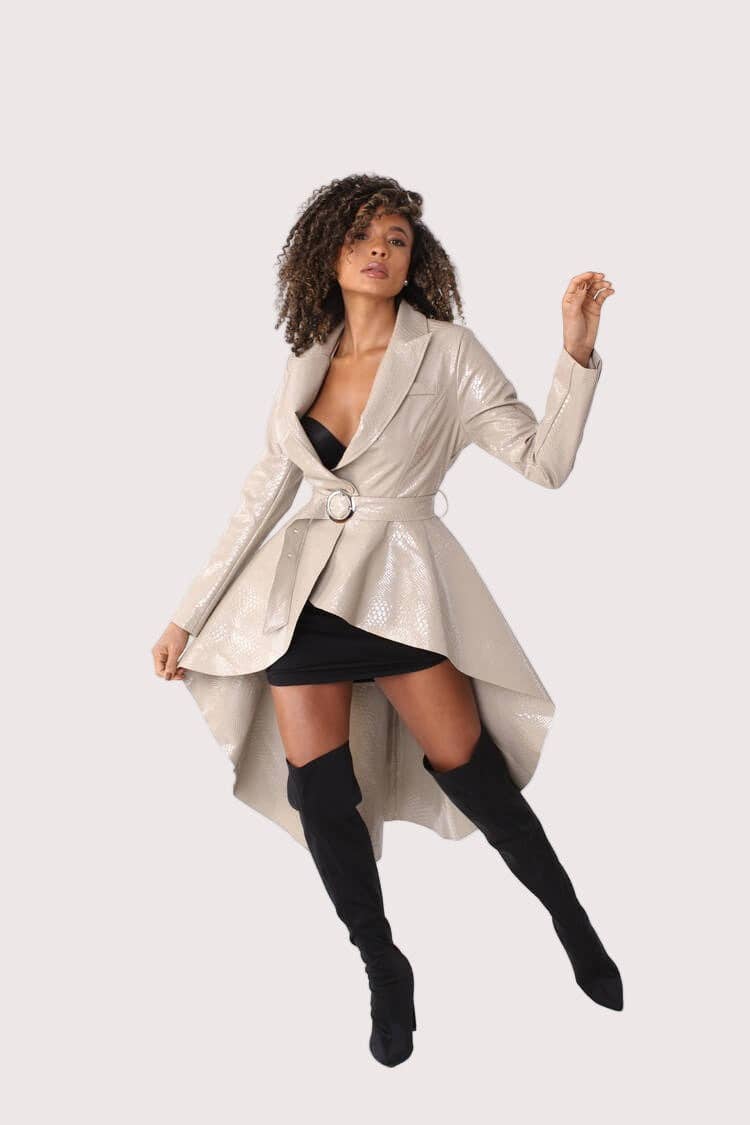 For Her NYC - Wholesale Coat - Women's - High-Low Belted Coat -820556