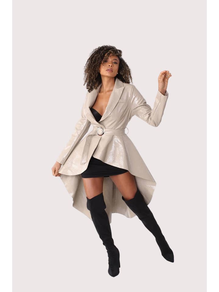 For Her NYC - Wholesale Coat - Women's - High-Low Belted Coat -820556