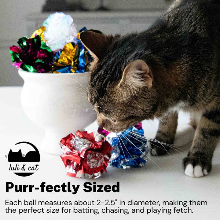 Luli & Cat - Wholesale Pet Toy - Cat - 10-Pack Foil Crinkle Cat Ball Toys in Assorted Colors3