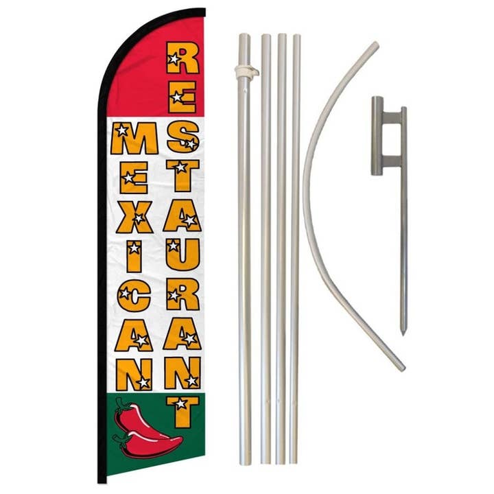 Mexican Restaurant Windless Banner Flag & Pole Kit for wholesale by Flags Importer