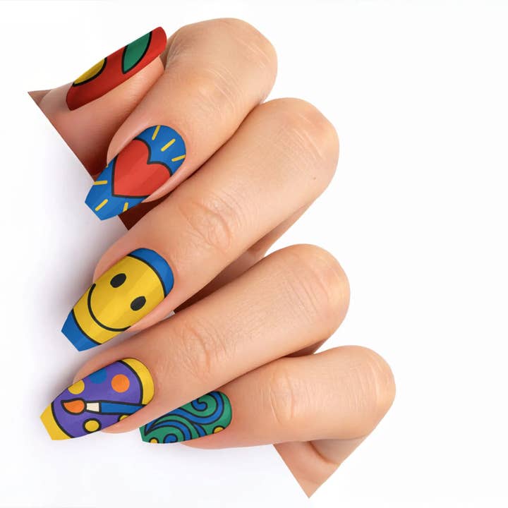 Graffiti Groove Kunstnerisk Palet Press-On Negle for engroshandel hos FYNE BODY