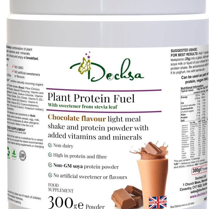 Dochsa Ltd – wholesale Protein/superfood powder – Plant Protein Fuel Powder Chocolate 300g (10.58oz) - Shake3