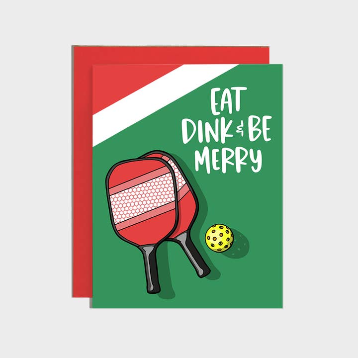 Eat Dink Be Merry Pickleball Christmas Holiday Card for wholesale by Brittany Paige