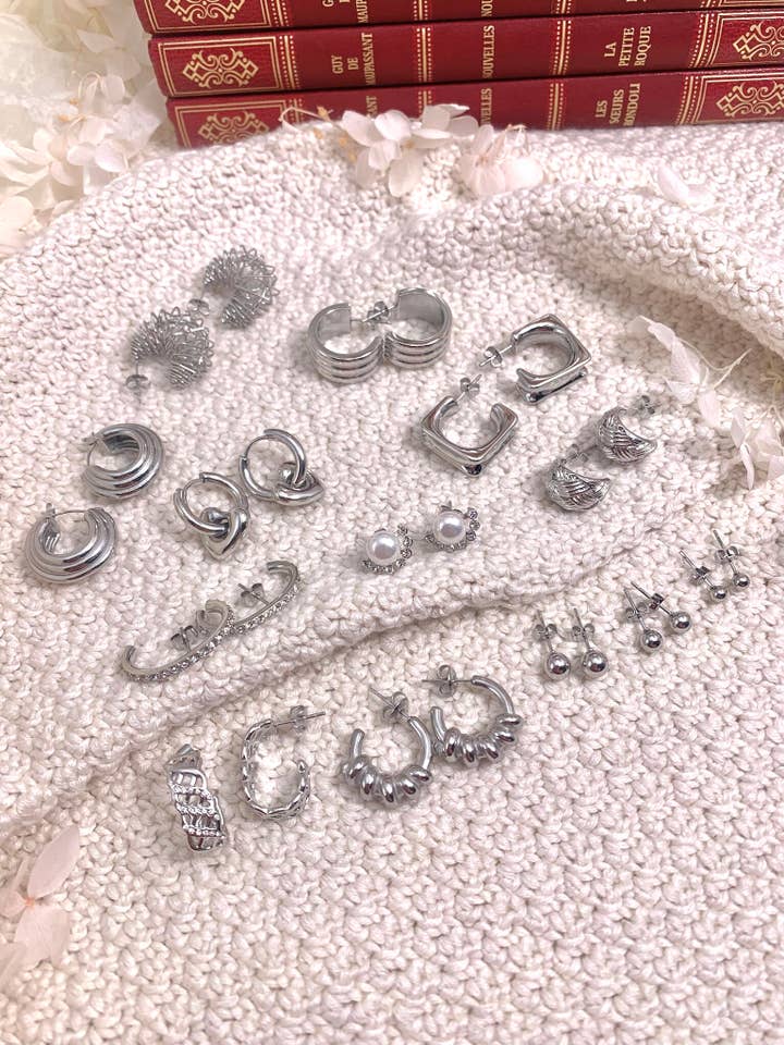 Set of 11 stainless steel earrings SET182 for wholesale by BYREN | ÉLINE L'ATELIER