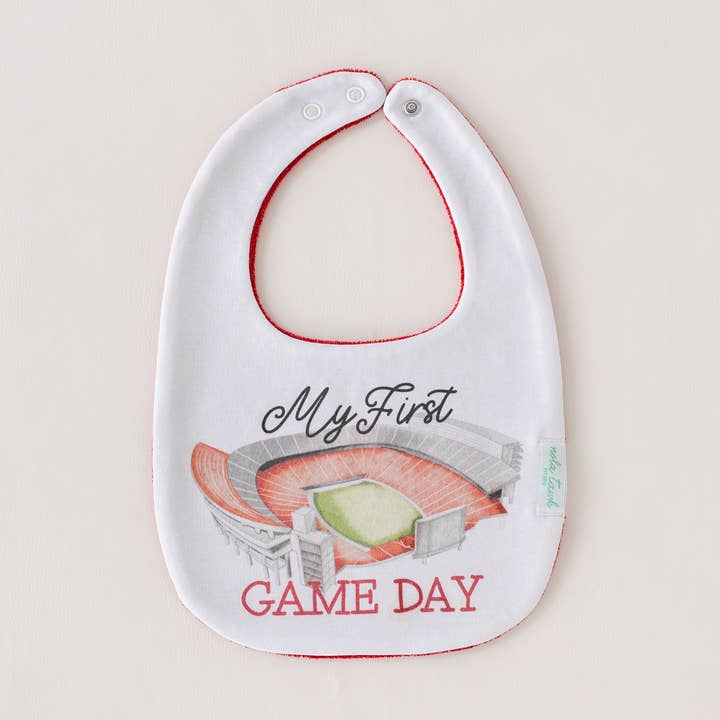 My First Game Day - Georgia Organic Cotton Baby Bib for wholesale by Nola Tawk