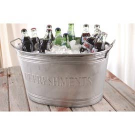 India Handicrafts Inc - Wholesale Bucket/Pail - Galvanized Oval Tub with Handles3