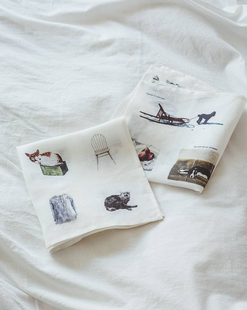 Fog Linen Work - Wholesale Handkerchief - Women's - M.Ogihara Handkerchief Living With Cats2