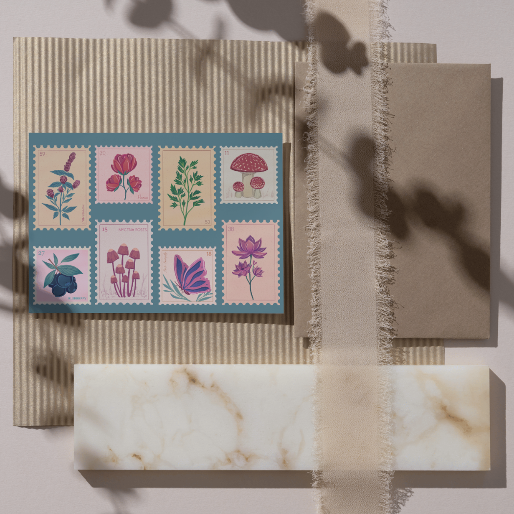 The Newmoon Bindery - Wholesale Everyday Greeting Card - Flora, Fauna, and Funga Stamp Greeting Card3