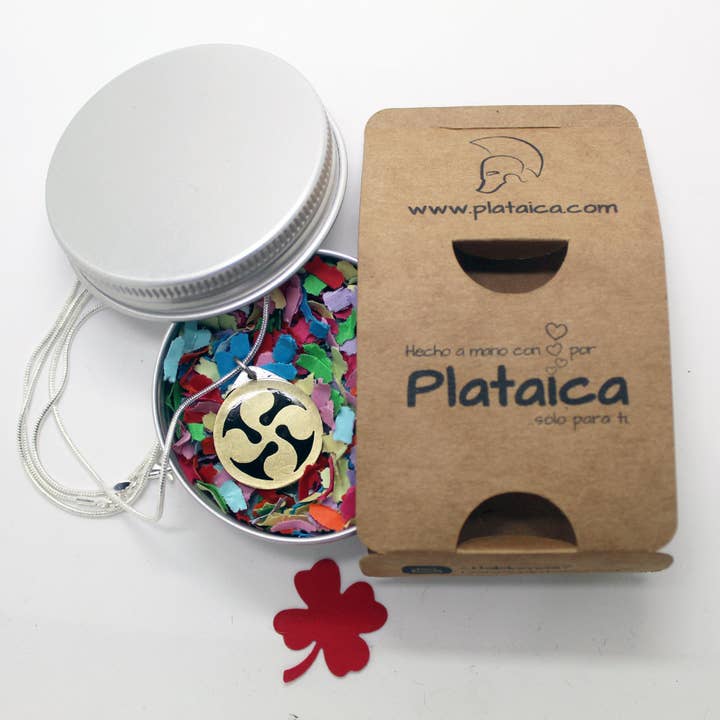 Plataica - Wholesale Pendant/Charm Necklace - Lauburu pendant in 925 silver and brass