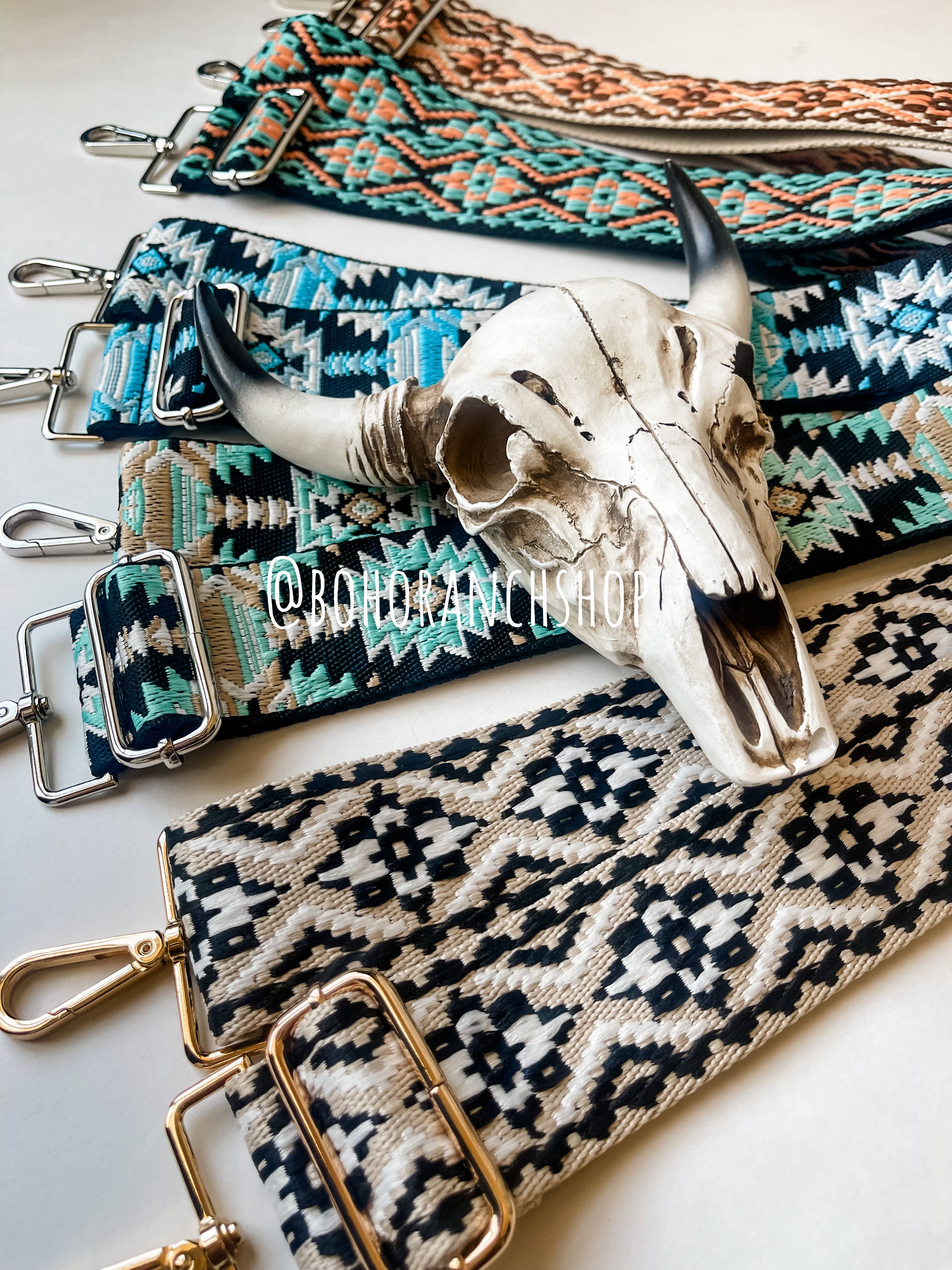 Boho Ranch Shop - Vente Sangle pour sac – femme - Bracelet à main aztèque brodé en style occidental7