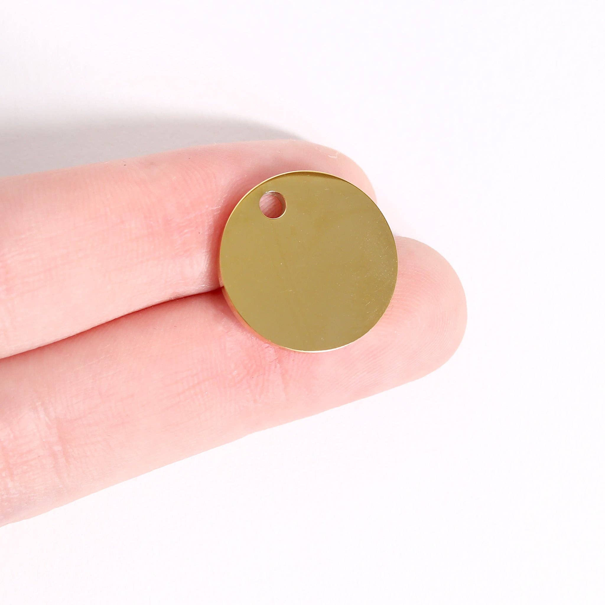 WJW - Wholesale Pet Identification Tag - Cat/Dog - 18K Gold PVD Circular Pet Tag / PDL01293