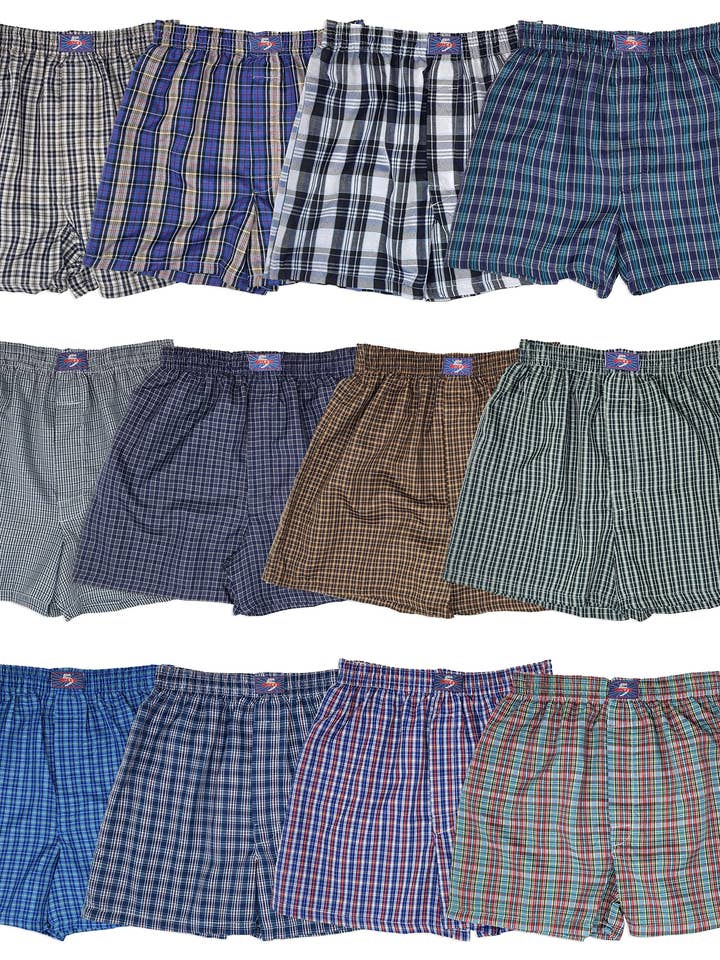 3 Pack Boy's Woven Plaid Tartan Boxer Shorts Underwear for wholesale by I-Wear Brands