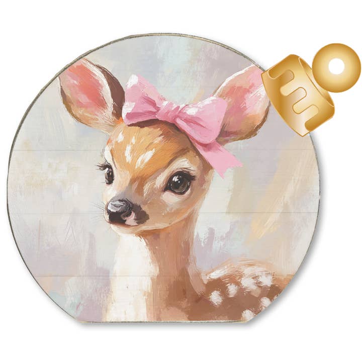 ORNAMENT DECORATIVE TABLETOP SITTER- CUTE REINDEER PINK BOW for wholesale by Jarmz Designs