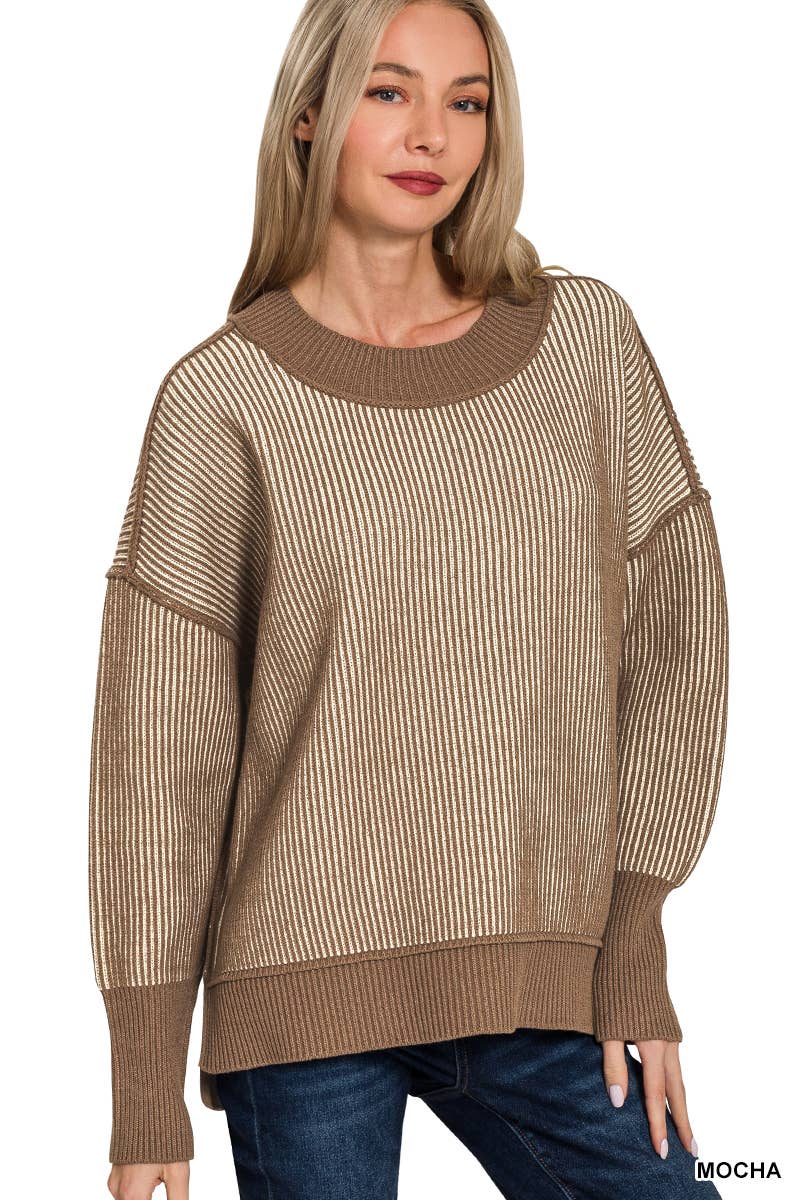 Vanilla Monkey - Wholesale Knit Sweater - Women's - Exposed Seam Two Tone Sweater11
