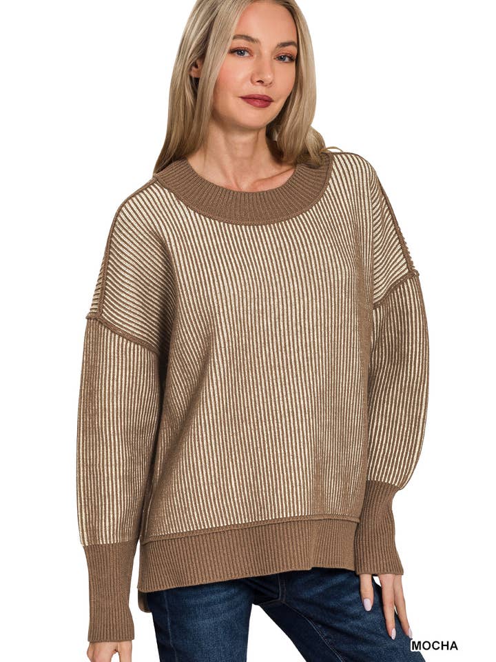 Vanilla Monkey - Wholesale Knit Sweater - Women's - Exposed Seam Two Tone Sweater11