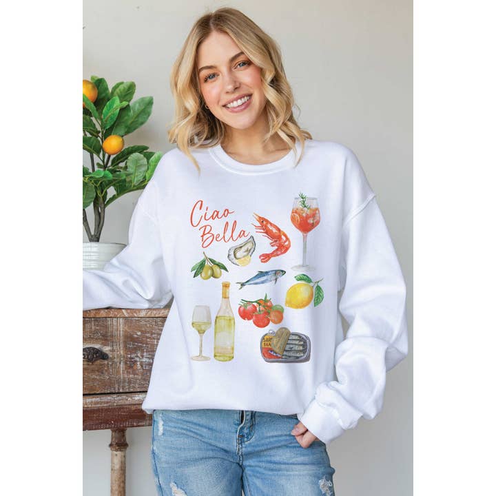 Ciao Bella Picnic Graphic Sweatshirt for wholesale by BLUME & CO.
