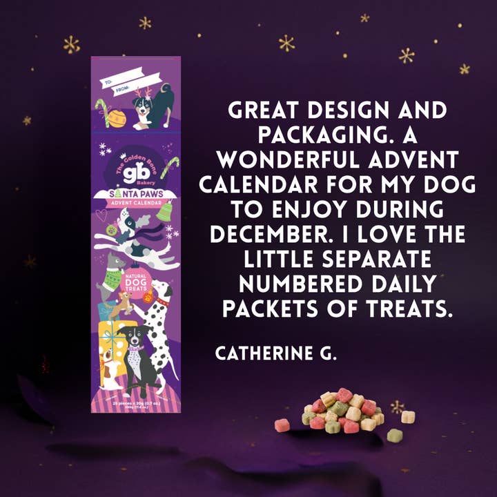 Christmas Advent Calendar Tower 25 Days Natural Dog Treats for wholesale by The Golden Bone Bakery
