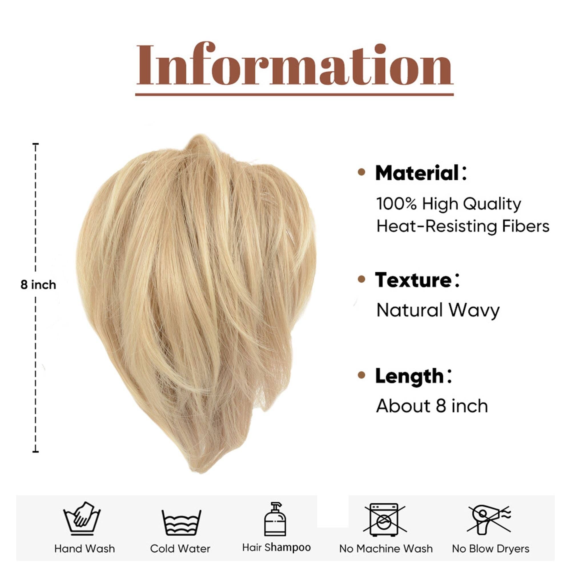 AK Brand - Venta al por mayor Extensiones para el pelo - Postizo corto con capas y efecto despeinado para coleta con clip de pinza10