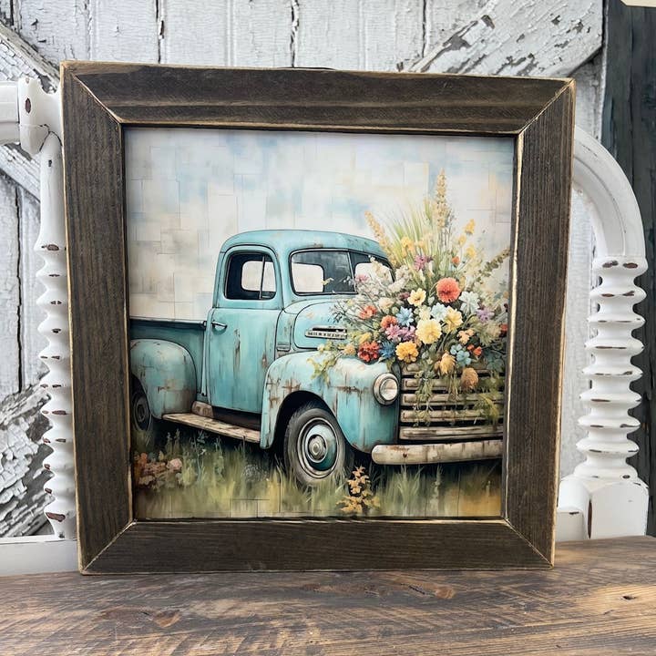 HK313 Vintage Floral Truck for wholesale by JanMichaels Art & Home
