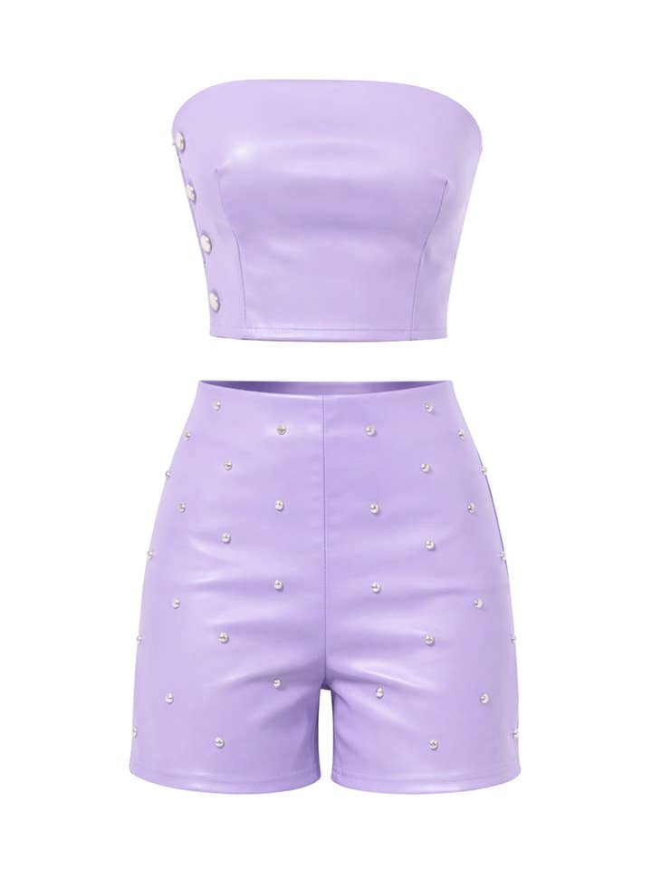 Vegansk læder korset og shorts sæt for engroshandel hos RIVIR