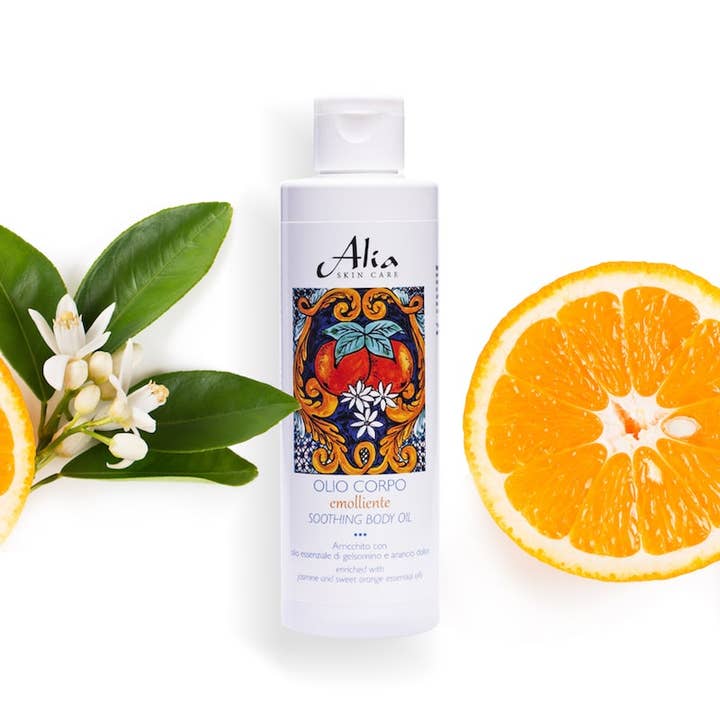 Alia skin care - Wholesale Bath/Body Oil - EMOLLIENT BODY OIL with sweet orange essential oil2