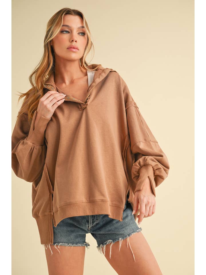 AEMI + CO - Wholesale Sweatshirt - Women's - 9115FK Tamika Henley Sweatshirt37