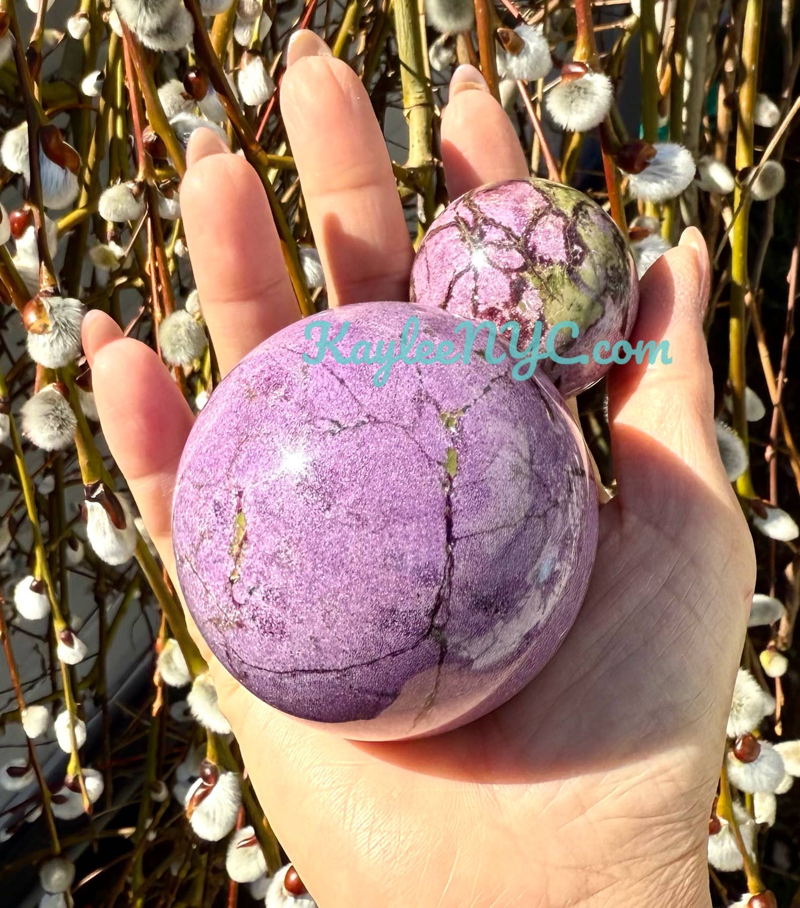 KayleeNYC - Wholesale Spiritual stone/crystal - 3-4 PCs Natural Atlantisite Stichtite Spheres Crystals5