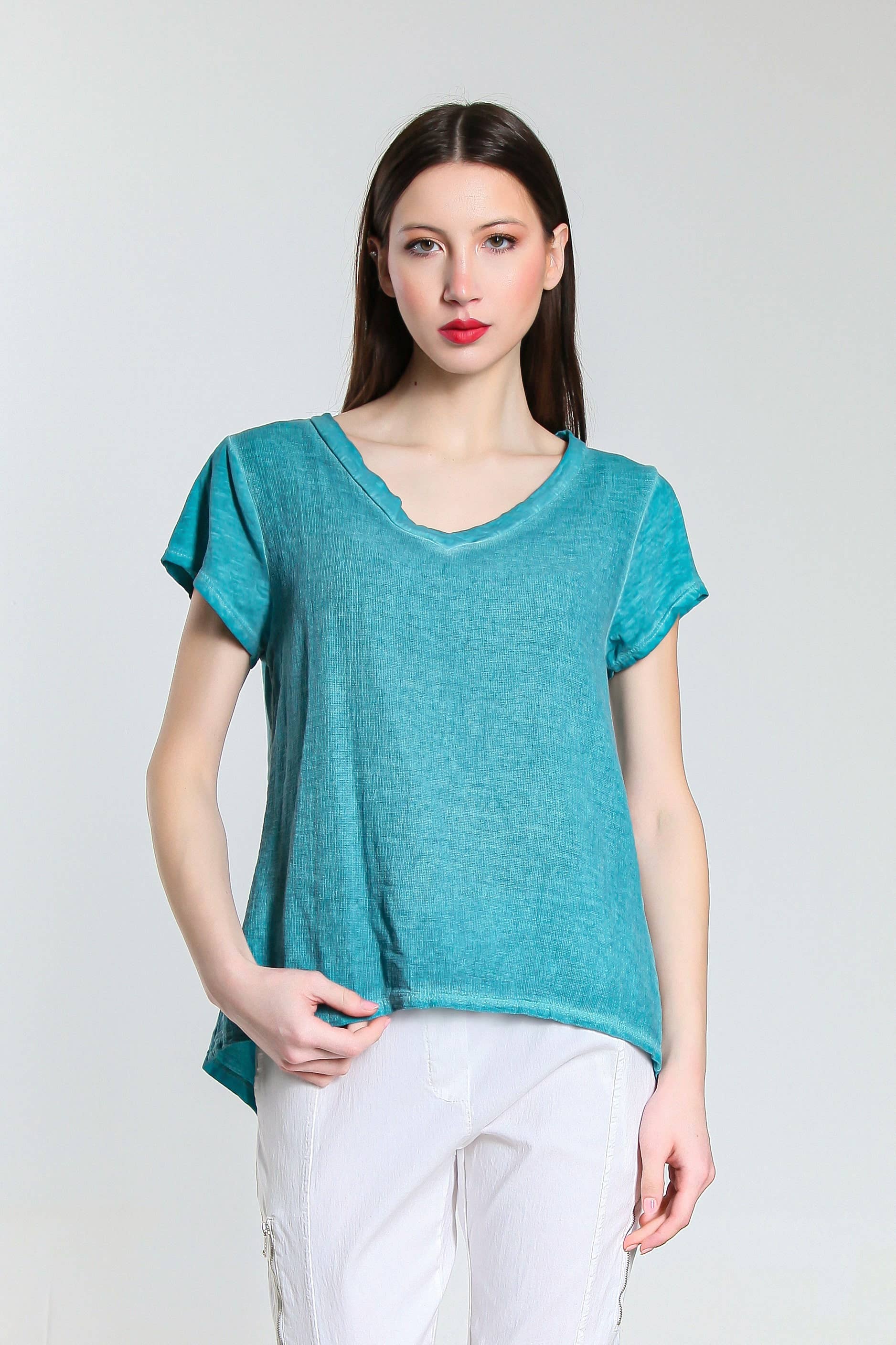 TINA Stephens Italy/Tees By Tina - Wholesale Blouse - Women's - Nola Cotton/Linen V-Neck Top (BSS207)6