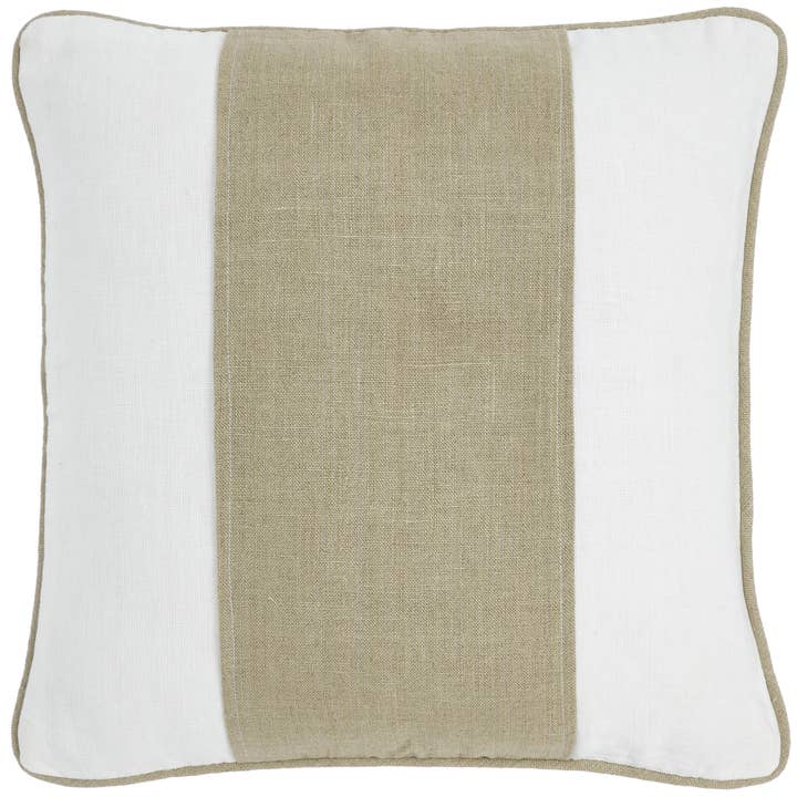 Moira Linen Stripe Pillow I 20"x 20" I White Natural for wholesale by India's Heritage