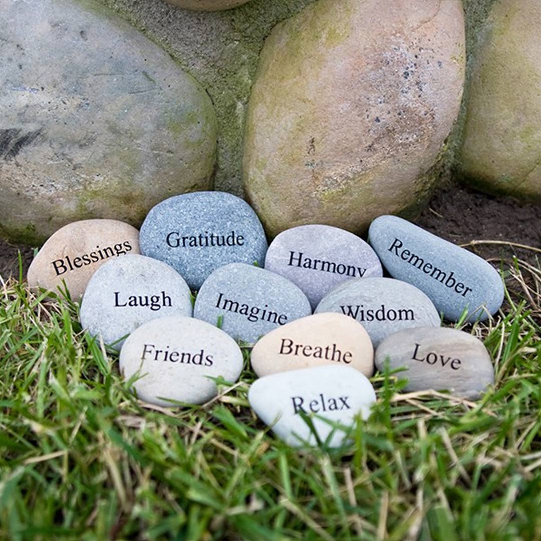 Garden Age Supply - Wholesale Decorative Tabletop Object - Miracle Stones - Mini Regular Stones with Words & Phrases0
