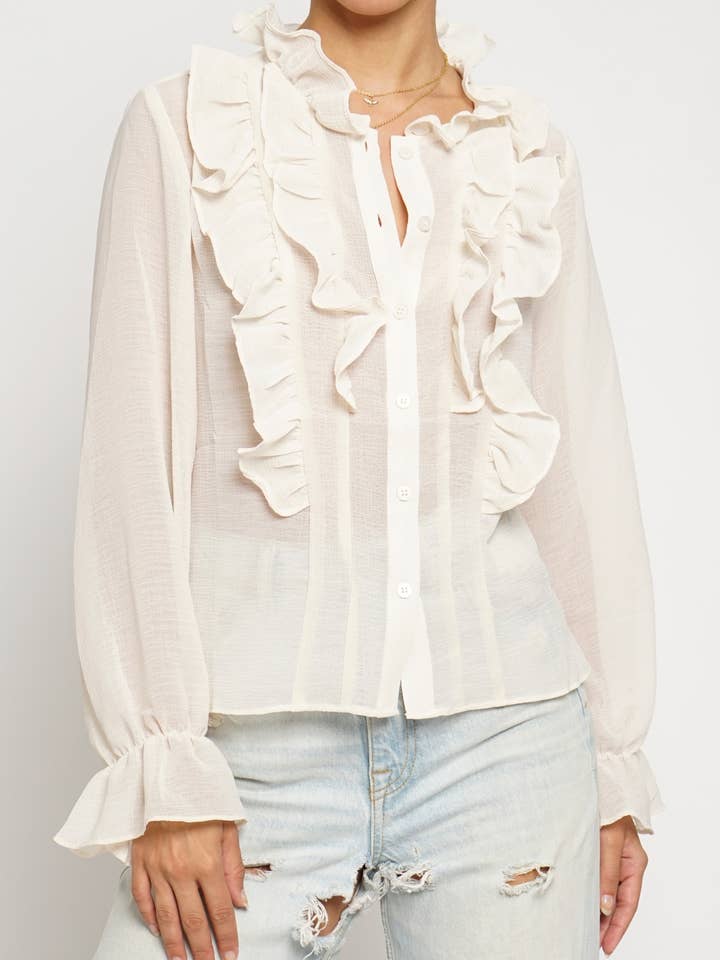 RUFSIG BLUS MED KNAPP för wholesale av Sans Souci