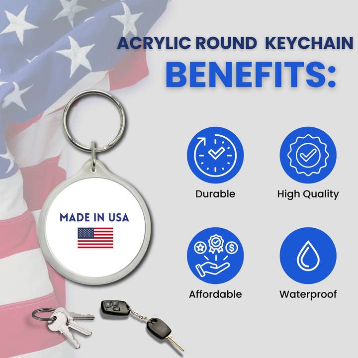 Worldwide Souvenirs – wholesale Nyckelring - Unisex – Rund akrylnyckelring - Delstatsflagga Washington - USA