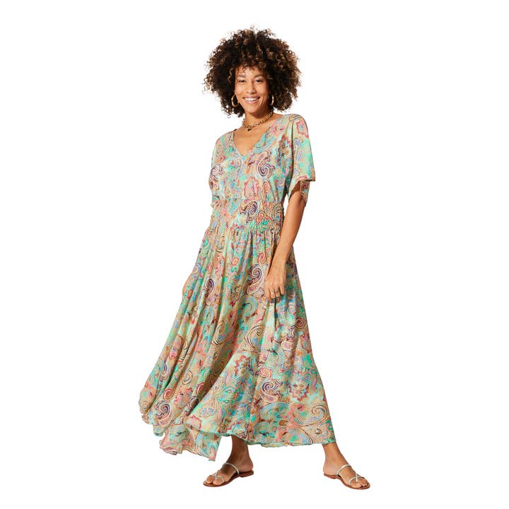 Aller Simplement - Wholesale Dress - Women's - LONG SUMMER DRESS SHORT SLEEVES MCMAXI0172G