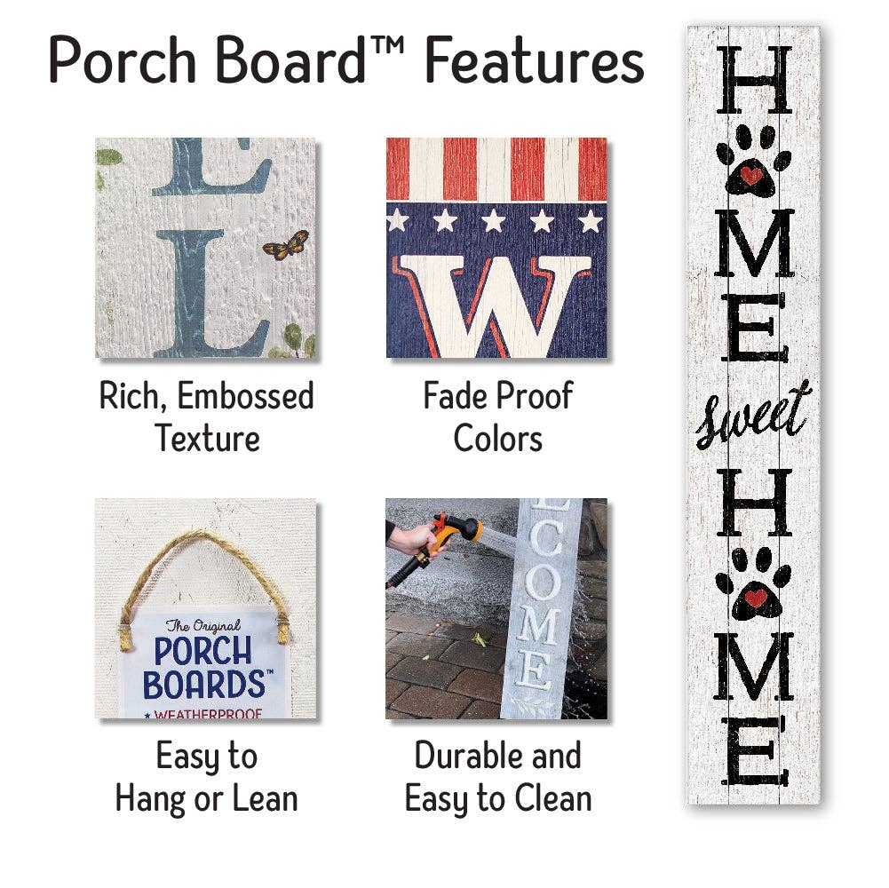 ST Creations - Wholesale Sign - Home Sweet Home Pawprints - Porch Board™ PB15