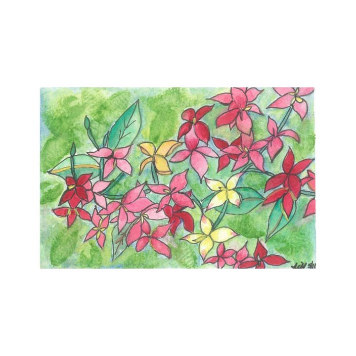 Card #18 Pointy Little Red Flowers for wholesale by One Woman's Art by Jill