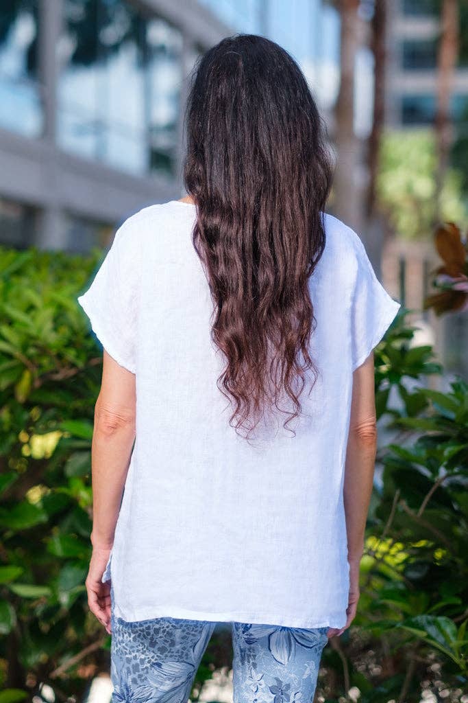 TINA Stephens Italy/Tees By Tina – wholesale Blouse – Women’s – Perri Linen Crochet Diamond Top (BSS195)3