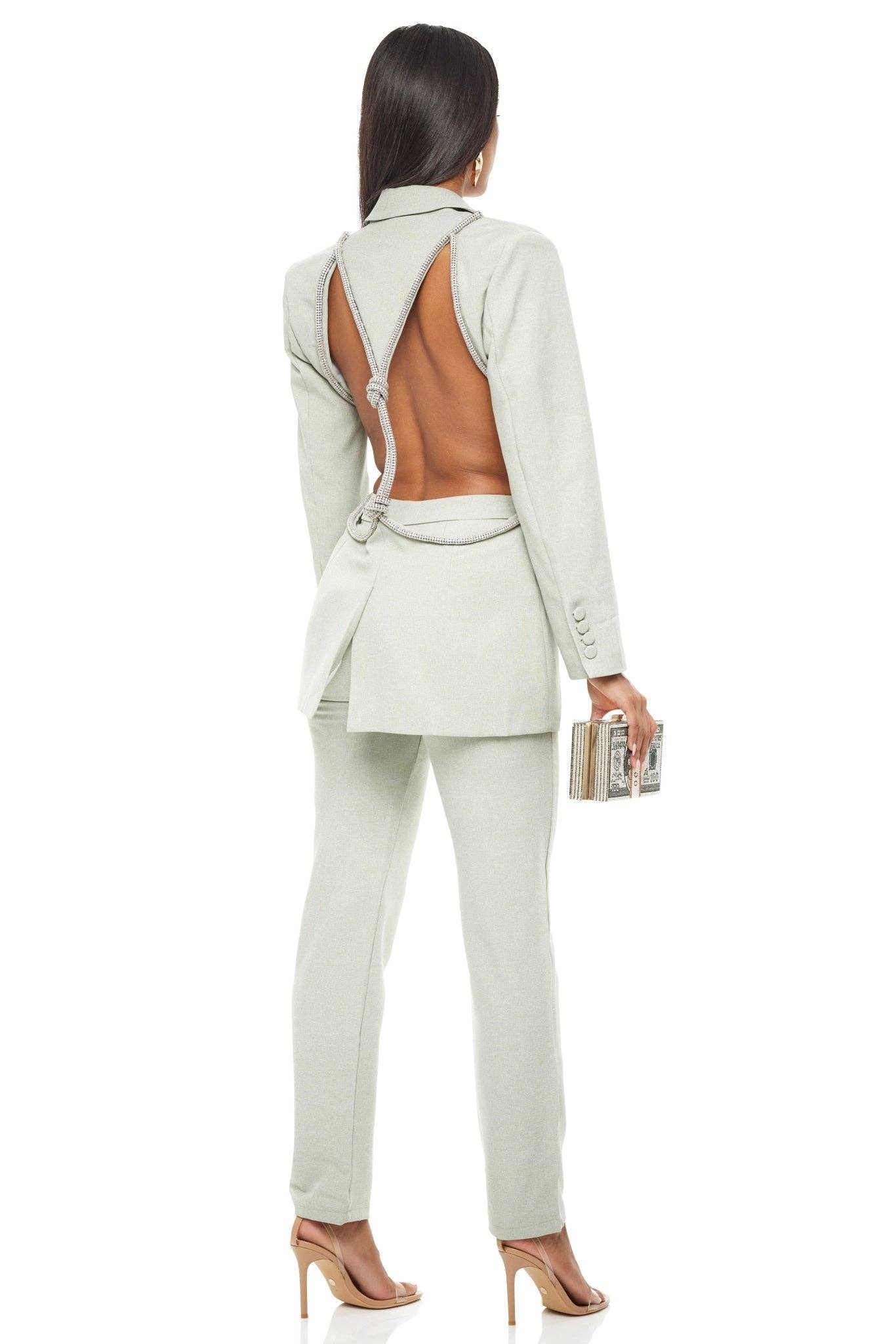 Belle Green Backless Diamond Blazer Dress for wholesale on Faire2