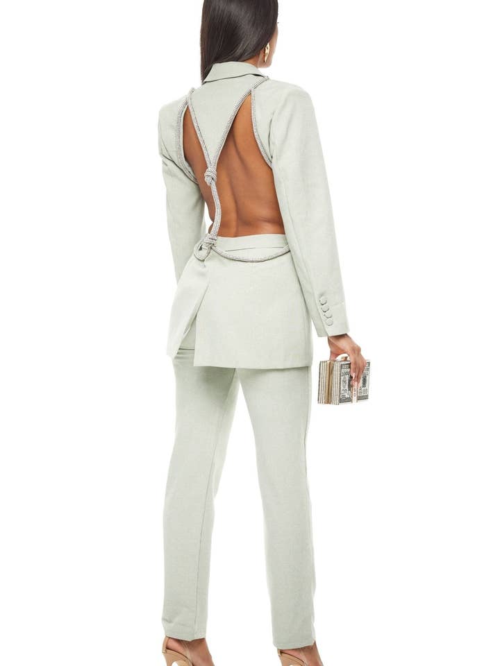 Belle Green Backless Diamond Blazer Dress for wholesale on Faire2