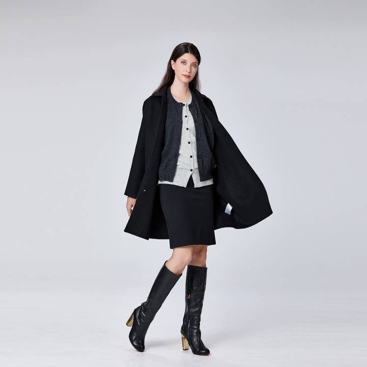 Smart and Joy - Wholesale Coat - Women's - Minimalist wool coat with a round collar8