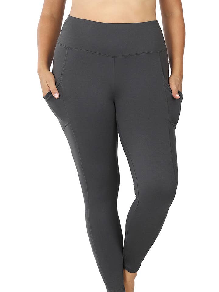 42POPS - Wholesale Athletic/Lounge Leggings - Women's - ',.....Plus Brushed Microfiber Wide Waistband Leggings6