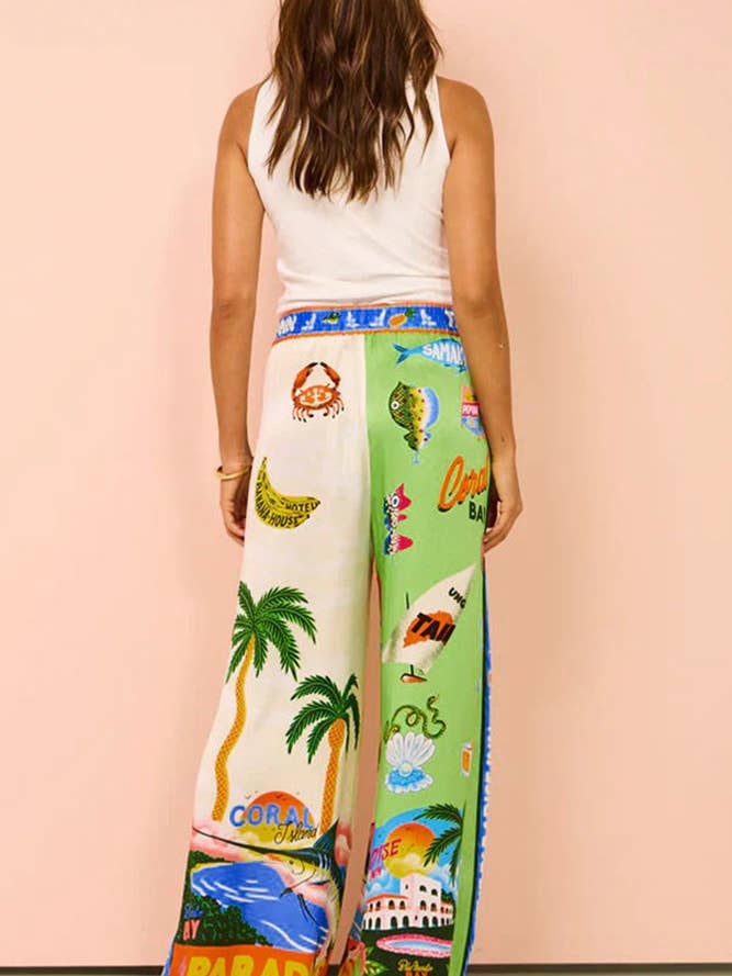UNISHE - Wholesale Top & Pant Set (NOT Loungewear) - Women's - Summer Beach Vacation Printing 2pcs Pants Set JRM057