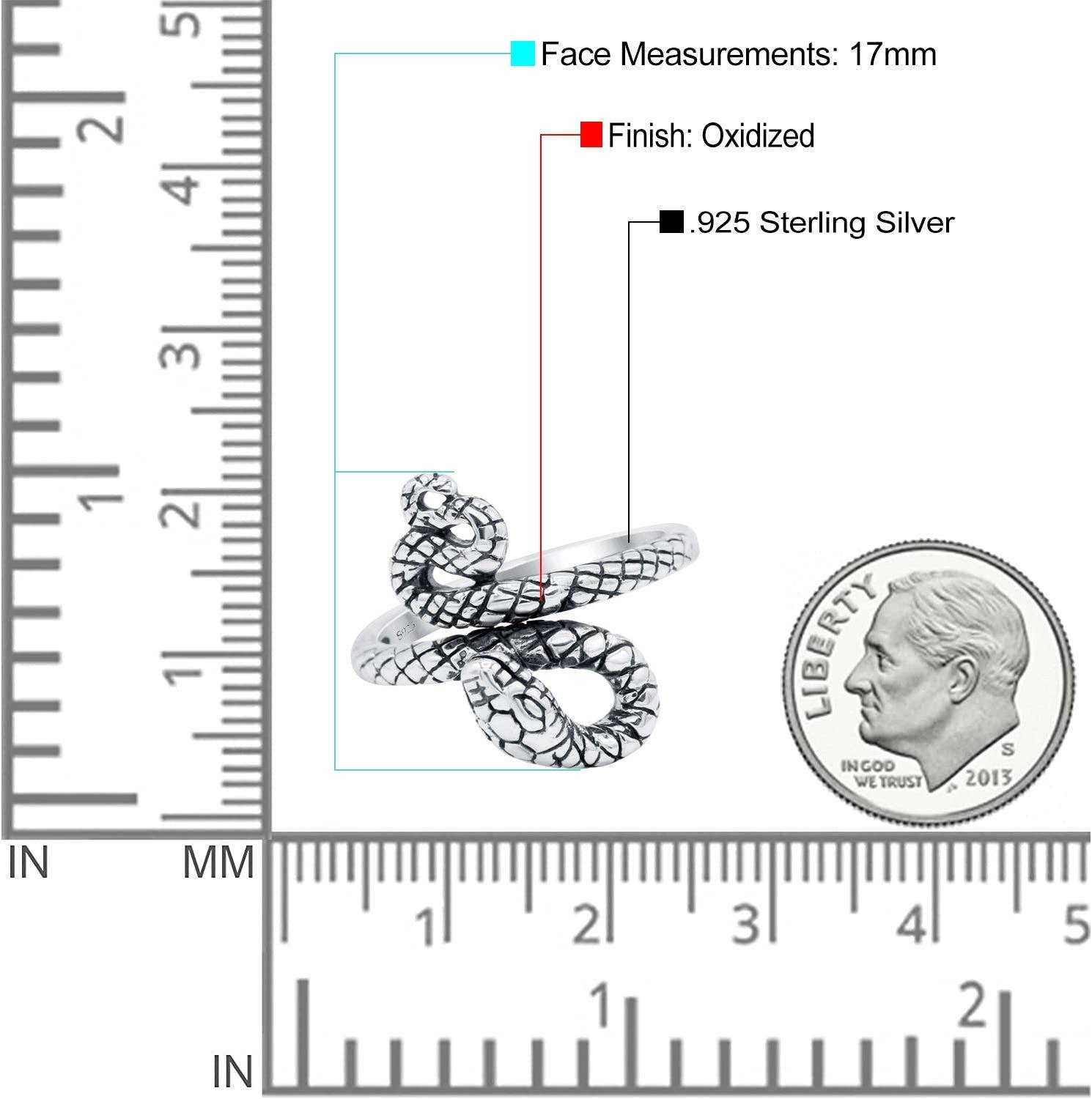 Sterling Silver Snake Oxidized Band Thumb Ring (17mm) for wholesale on Faire3