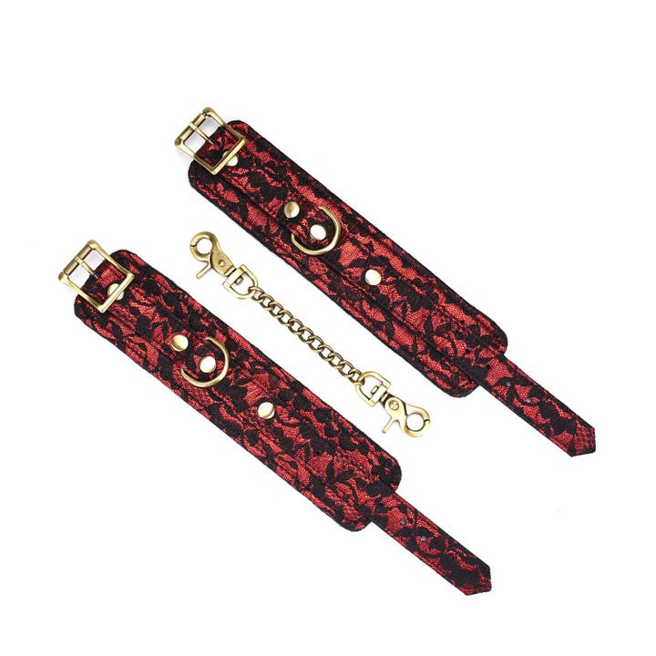 Liebe Seele - Wholesale Sex Toy - Victorian Garden Lace and Velvet Wrist Cuffs, Vegan-friendly