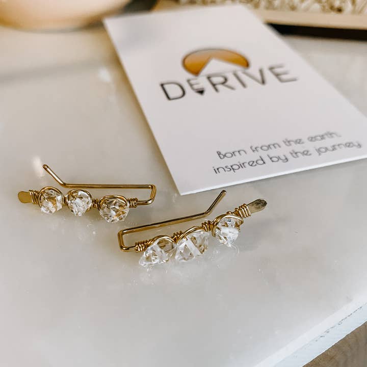 Derive Jewelry - Vendita all'ingrosso Orecchini ear jacket/climber - Herkimer Diamond Ear Climbers3