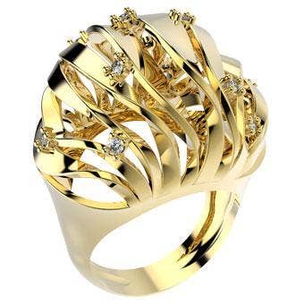 Bague CZ finie en or jaune 18 carats, bijoux pour femmes 13846 pour la vente par Gio Fantato